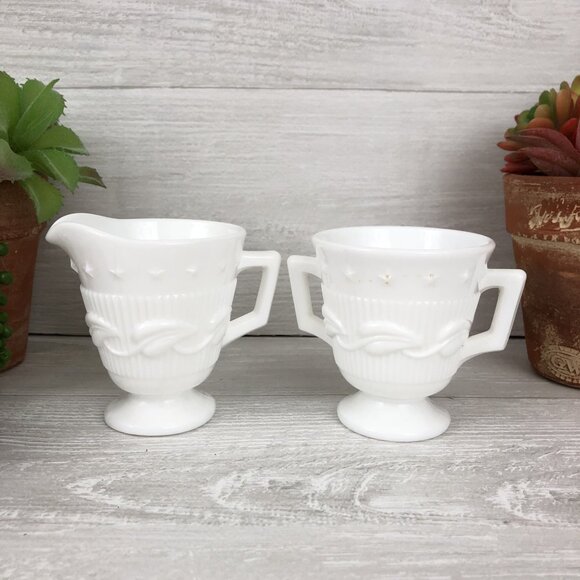 Milk Glass Sugar & Creamer Set by Fostoria - Picture 12 of 13